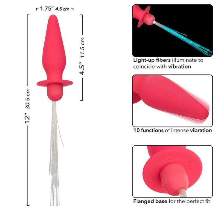 CALEXOTICS - SOUTHERN LIGHTS LIGHT UP PLUG ANAL CON LUCES 10 VIBRACIONES SILICONA ROSA - CandyHot - Foto 6