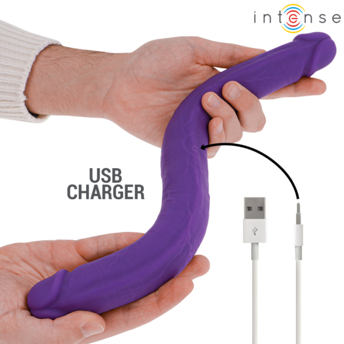 INTENSE - GUNTER DILDO DOBLE VIBRADOR 40 CM MORADO CONTROL REMOTO - CandyHot - Foto 3
