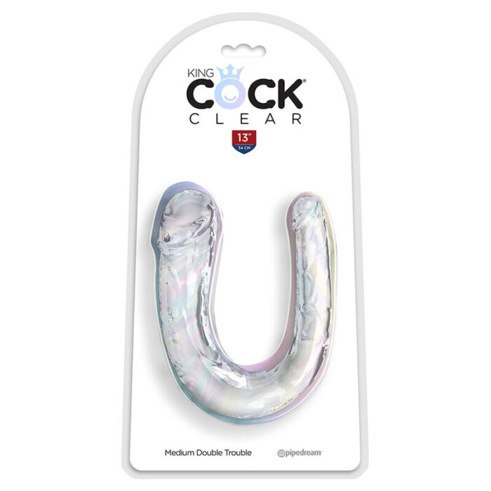 KING COCK - DOUBLE TROUBLE DILDO DOBLE 33 CM TRANSPARENTE - CandyHot - Foto 2
