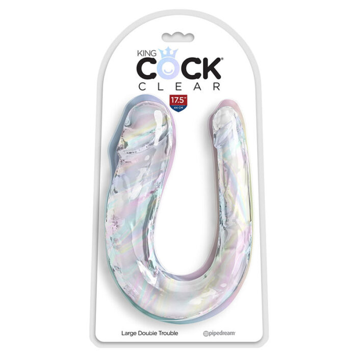 KING COCK - DOUBLE TROUBLE DILDO DOBLE 44 CM TRANSPARENTE - CandyHot - Foto 2