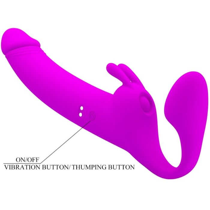 PRETTY LOVE - ZANINI DILDO STRAP-ON SIN ARNÉS 10 VIBRACIONES MORADO - CandyHot - Foto 6