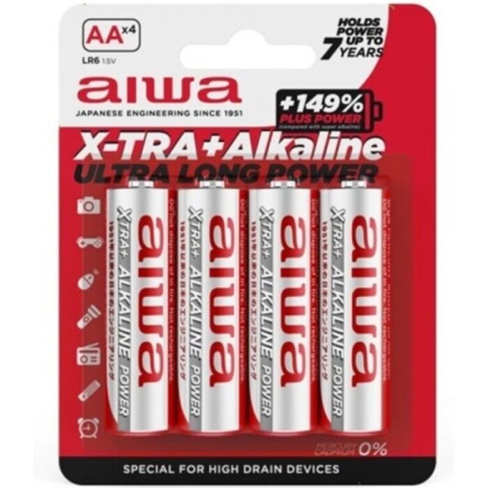 AIWA - X-TRA ALKALINE PILA ALCALINA AA LR6 BLISTER*4 - CandyHot - Foto 1