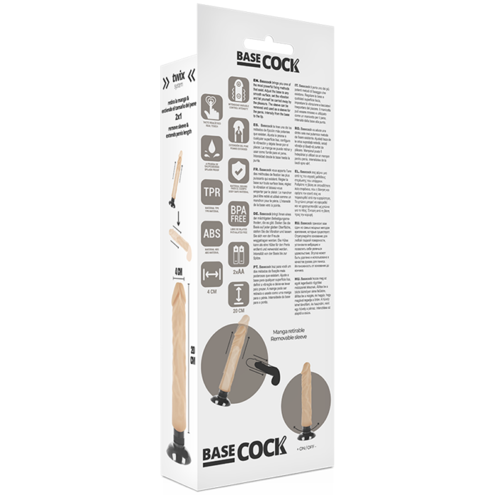 BASECOCK - VIBRADOR REALÍSTICO 2-1 NATURAL 20 CM -O- 4 CM - CandyHot - Foto 6