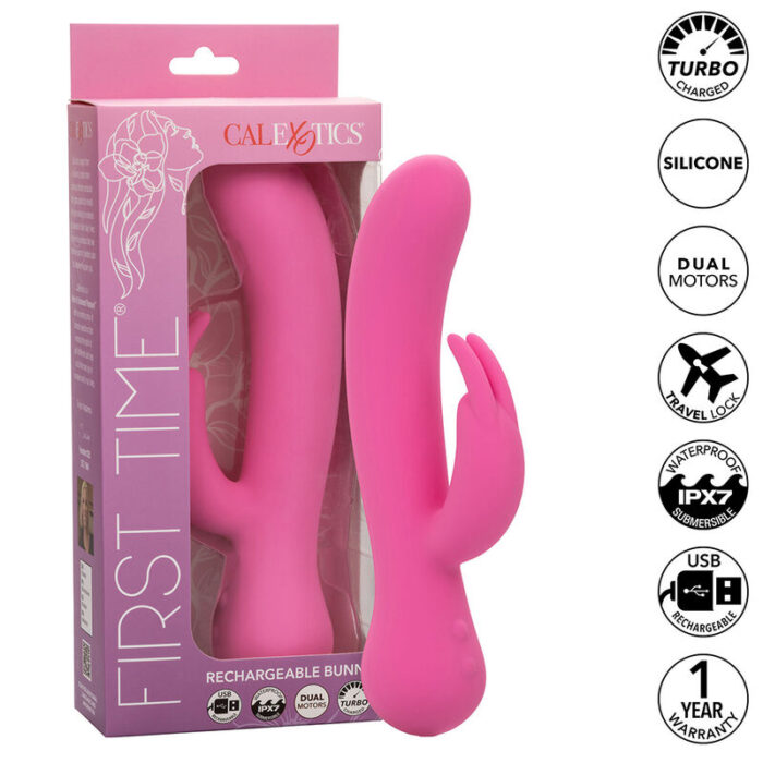 CALEXOTICS - FIRST TIME VIBRADOR RABBIT RECARGABLE ROSA - CandyHot - Foto 1