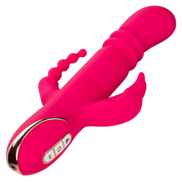 CALEXOTICS - JACK FANTASY TRIPLE VIBRADOR CALENTABLE RABBIT ROSA - CandyHot - Foto 3