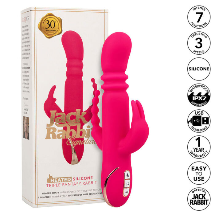CALEXOTICS - JACK FANTASY TRIPLE VIBRADOR CALENTABLE RABBIT ROSA - CandyHot - Foto 1