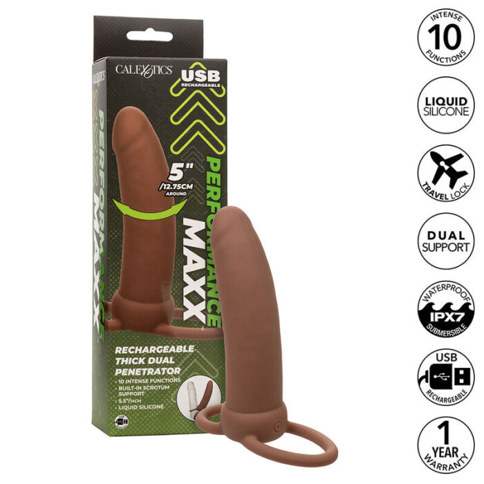 CALEXOTICS - MAXX DOBLE PENETRADOR GRUESO 10 VIBRACIONES MULATO - CandyHot - Foto 1