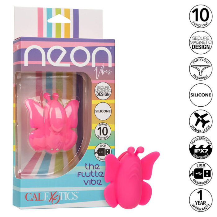 CALEXOTICS - NEON VIBES THE FLUTTER VIBE ESTIMULADOR 10 VIBRACIONES ROSA - CandyHot - Foto 2