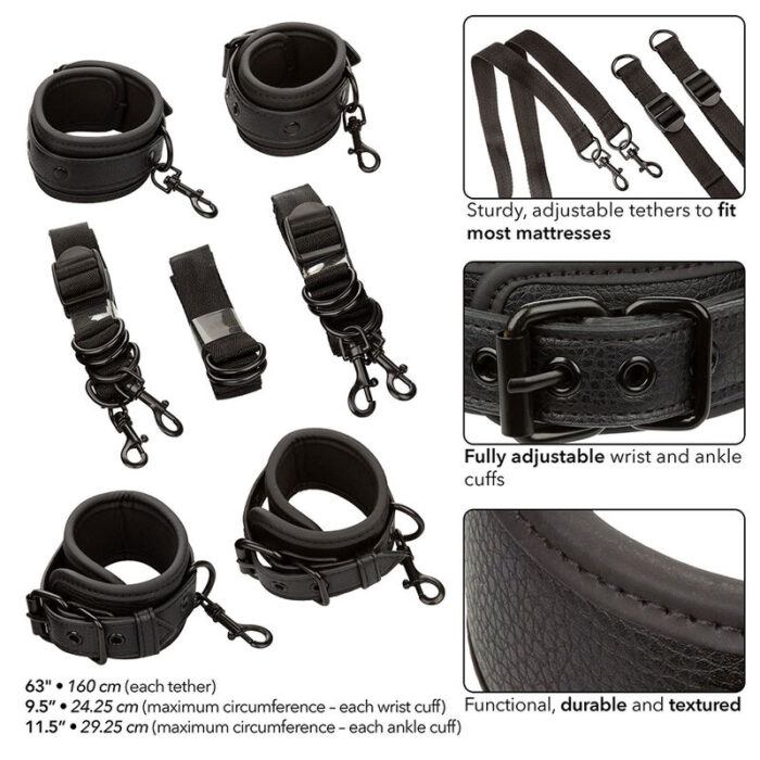 CALEXOTICS - NOCTURNAL RESTRICCIONES DE CAMA CUERO AJUSTABLE NEGRO - CandyHot - Foto 3