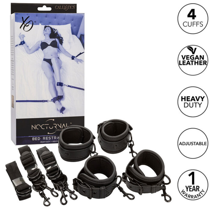 CALEXOTICS - NOCTURNAL RESTRICCIONES DE CAMA CUERO AJUSTABLE NEGRO - CandyHot - Foto 1