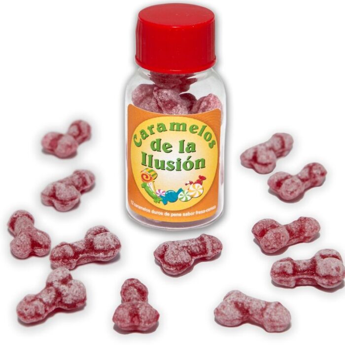 DIABLO PICANTE - 12 CARAMELOS DE LA ILUSIÓN FORMA PENE FRESA/CEREZA - CandyHot - Foto 1