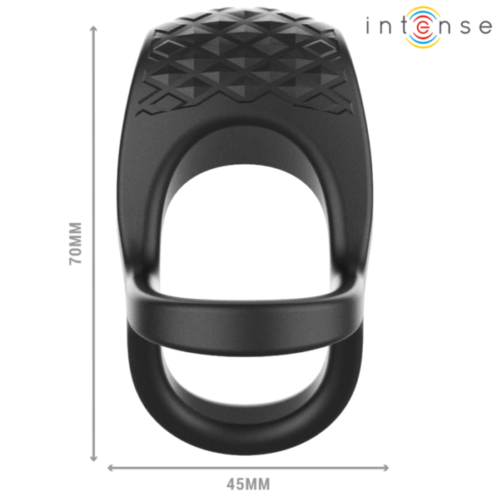 INTENSE - ALEX ANILLO DOBLE VIBRADOR PENE 10 VIBRACIONES NEGRO - CandyHot - Foto 4