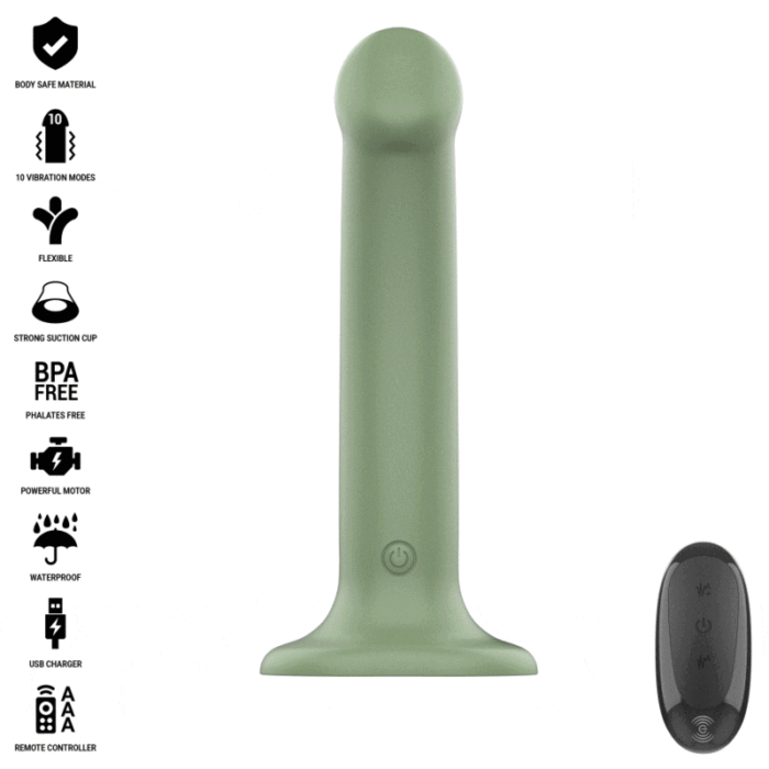 INTENSE - BECCA VIBRADOR CON VENTOSA 10 VIBRACIONES VERDE CONTROL REMOTO - CandyHot - Foto 1