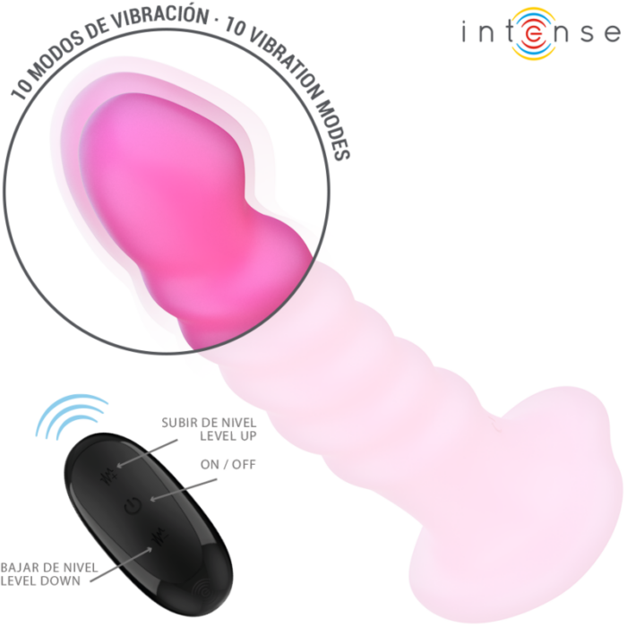 INTENSE - CINDY VIBRADOR TALLA L DISEÑO EN ESPIRAL 10 VIBRACIONES ROSA CONTROL REMOTO - CandyHot - Foto 3