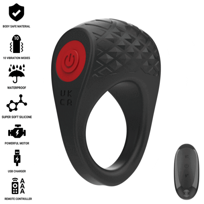 INTENSE - CLOVER ANILLO VIBRADOR PENE 10 VIBRACIONES NEGRO - CandyHot - Foto 1
