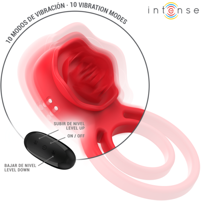 INTENSE - GAIL ROSA ESTIMULADORA 10 VIBRACIONES ROJO CONTROL REMOTO - CandyHot - Foto 2