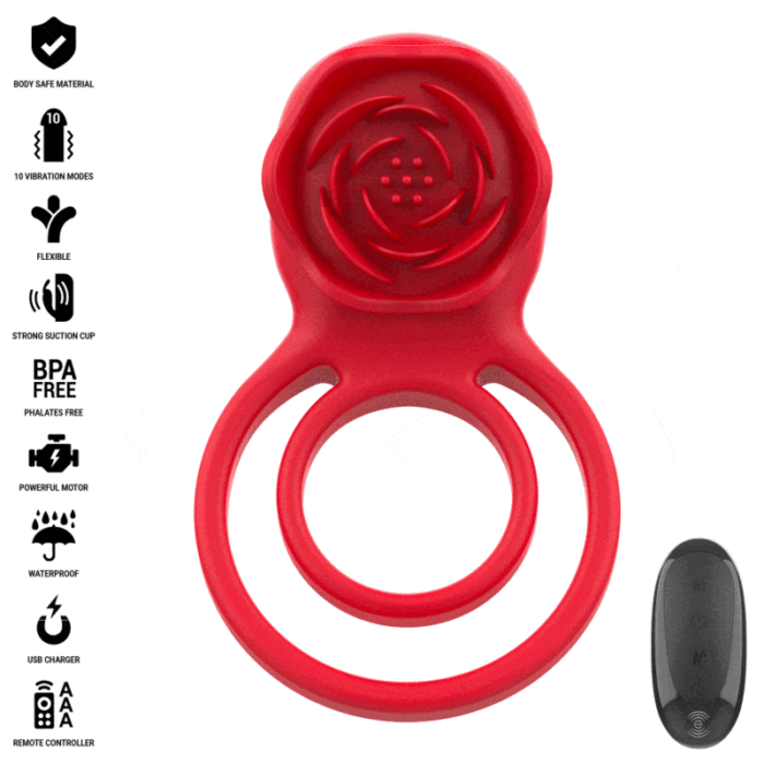 INTENSE - GAIL ROSA ESTIMULADORA 10 VIBRACIONES ROJO CONTROL REMOTO - CandyHot - Foto 1