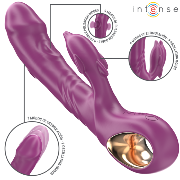 INTENSE - HALLE VIBRADOR MULTIFUNCIÓN CON LENGUA ESTIMULADORA EN FORMA DE DELFÍN MORADO - CandyHot - Foto 1