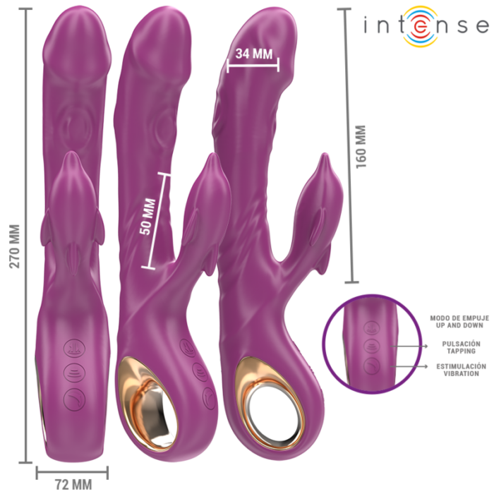 INTENSE - HALLE VIBRADOR MULTIFUNCIÓN CON LENGUA ESTIMULADORA EN FORMA DE DELFÍN MORADO - CandyHot - Foto 2