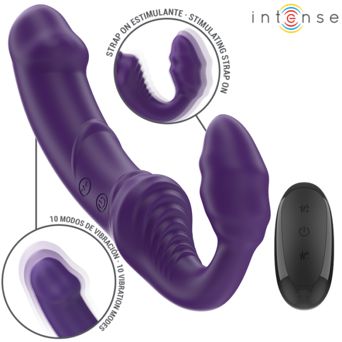 INTENSE - JILL VIBRADOR DOBLE 20 CM VIOLETA CONTROL REMOTO - CandyHot - Foto 2
