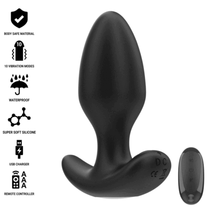 INTENSE - JOEY PLUG ANAL 10 VIBRACIONES NEGRO CONTROL REMOTO - CandyHot - Foto 1