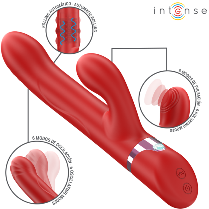 INTENSE - LELE VIBRADOR MULTIFUNCIÓN ROTATORIO & OSCILACIÓN & ESTIMULACIÓN ROJO - CandyHot - Foto 2
