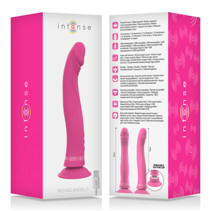 INTENSE - MICHELANGELO DILDO VIBRADOR SILICONA ROSA - CandyHot - Foto 6