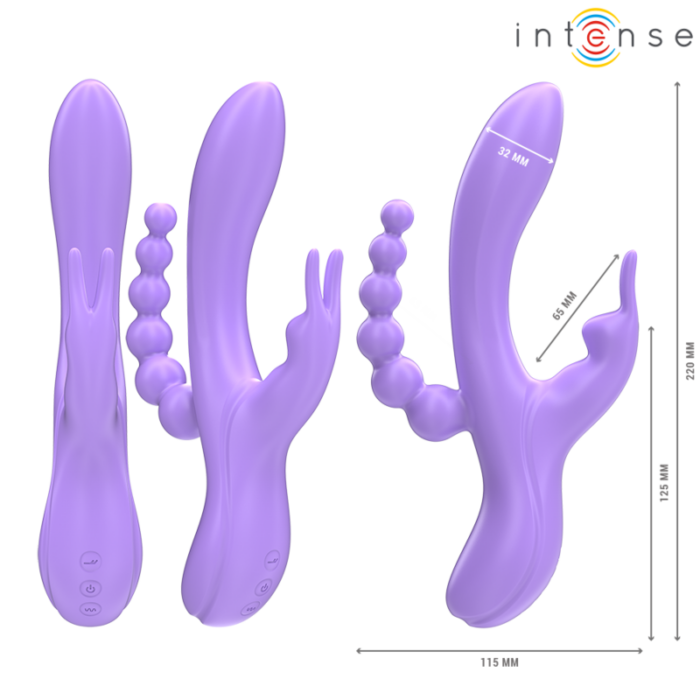 INTENSE - MIKO TRIPLE VIBRADOR RABBIT & ESTIMULADOR & ANAL 7 VIBRACIONES MORADO - CandyHot - Foto 3