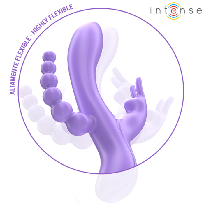 INTENSE - MIKO TRIPLE VIBRADOR RABBIT & ESTIMULADOR & ANAL 7 VIBRACIONES MORADO - CandyHot - Foto 4