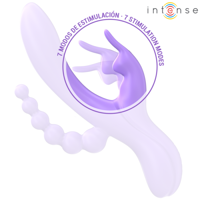 INTENSE - MIKO TRIPLE VIBRADOR RABBIT & ESTIMULADOR & ANAL 7 VIBRACIONES MORADO - CandyHot - Foto 6