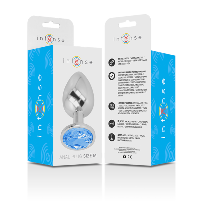 INTENSE - PLUG ANAL METAL ALUMINIO CON CRISTAL AZUL TALLA M - CandyHot - Foto 6