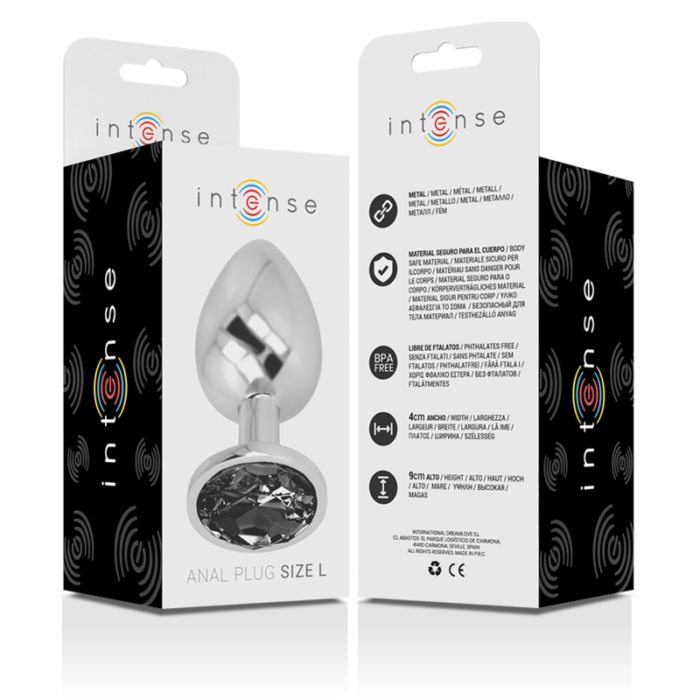 INTENSE - PLUG ANAL METAL ALUMINIO CON CRISTAL NEGRO TALLA L - CandyHot - Foto 6