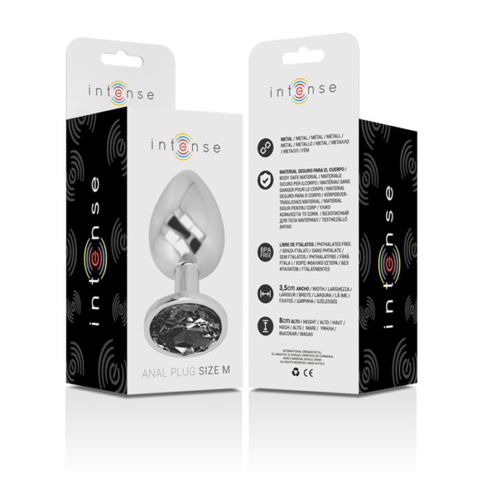 INTENSE - PLUG ANAL METAL ALUMINIO CON CRISTAL NEGRO TALLA M - CandyHot - Foto 6