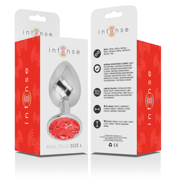 INTENSE - PLUG ANAL METAL ALUMINIO CON CRISTAL ROJO TALLA L - CandyHot - Foto 6