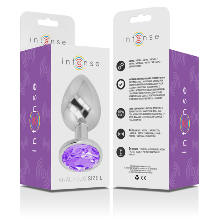 INTENSE - PLUG ANAL METAL ALUMINIO CON CRISTAL VIOLETA TALLA L - CandyHot - Foto 6