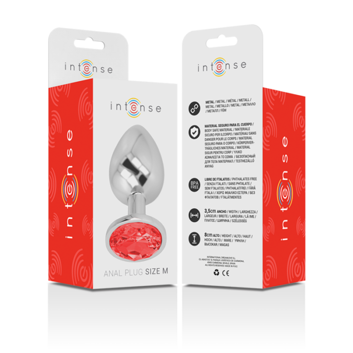 INTENSE - PLUG ANAL METAL CON CRISTAL ROJO TALLA M - CandyHot - Foto 6