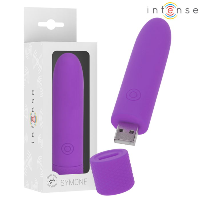 INTENSE - SYMONE BALA VIBRADORA RECARGABLE POR USB 8 VIBRACIONES MORADO 10 X 2.2 CM - CandyHot - Foto 1