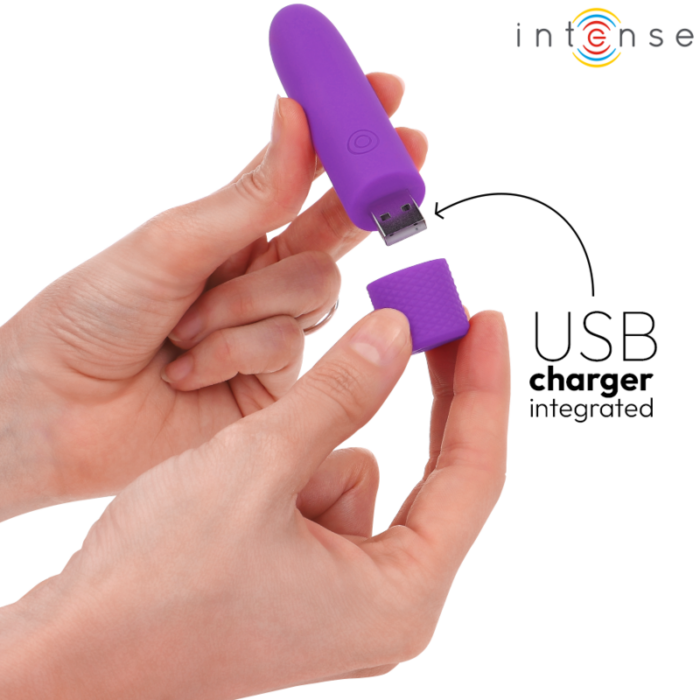 INTENSE - SYMONE BALA VIBRADORA RECARGABLE POR USB 8 VIBRACIONES MORADO 10 X 2.2 CM - CandyHot - Foto 5