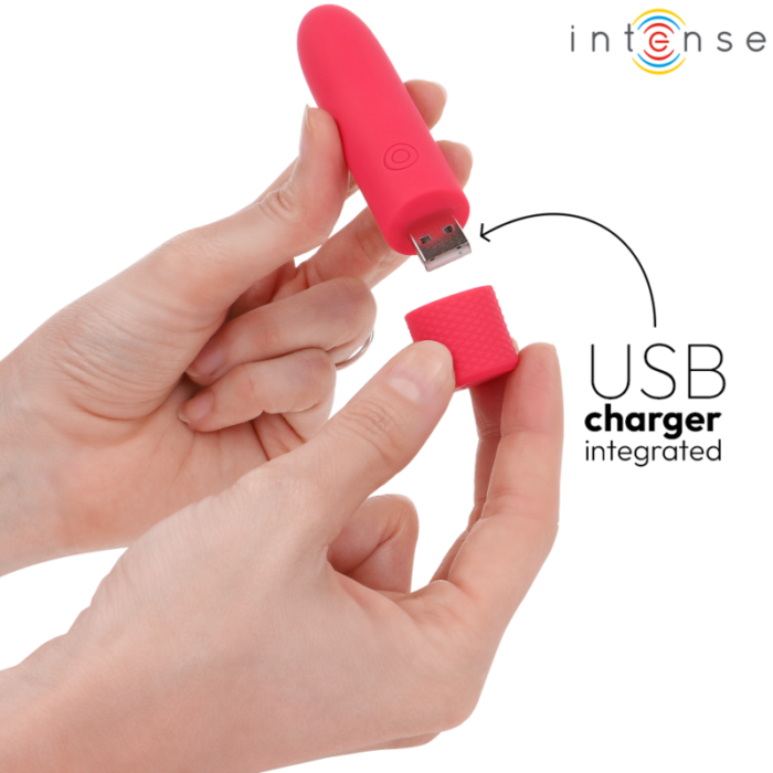 INTENSE - SYMONE BALA VIBRADORA RECARGABLE POR USB 8 VIBRACIONES ROJO 10 X 2.2 CM - CandyHot - Foto 5