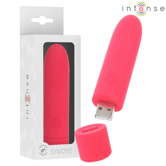 INTENSE - SYMONE BALA VIBRADORA RECARGABLE POR USB 8 VIBRACIONES ROJO 10 X 2.2 CM - CandyHot - Foto 1