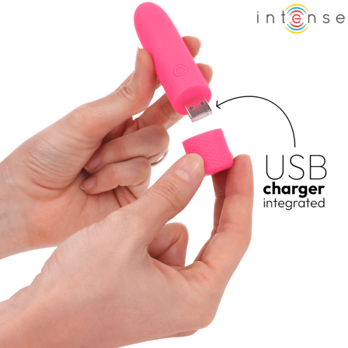 INTENSE - SYMONE BALA VIBRADORA RECARGABLE POR USB 8 VIBRACIONES ROSA 10 X 2.2 CM - CandyHot - Foto 5