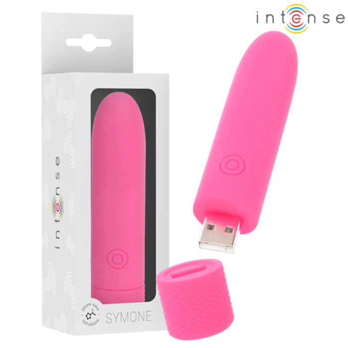 INTENSE - SYMONE BALA VIBRADORA RECARGABLE POR USB 8 VIBRACIONES ROSA 10 X 2.2 CM - CandyHot - Foto 1