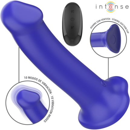INTENSE - VICTORIA VIBRADOR CON VENTOSA 10 VIBRACIONES AZUL OSCURO CONTROL REMOTO - CandyHot - Foto 1