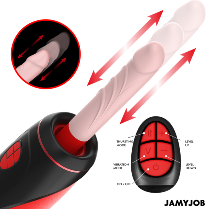 JAMYJOB - PYSTON BASE MASTURBADOR AUTOMÁTICO CON DILDO CONTROL REMOTO - CandyHot - Foto 2
