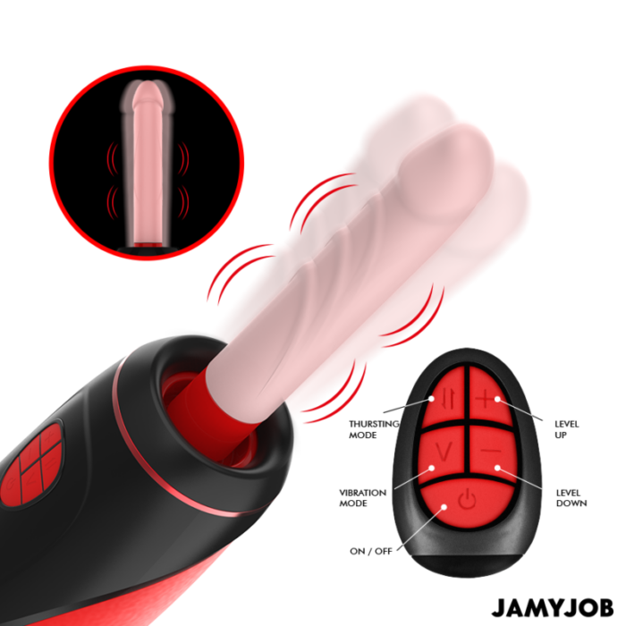 JAMYJOB - PYSTON BASE MASTURBADOR AUTOMÁTICO CON DILDO CONTROL REMOTO - CandyHot - Foto 6