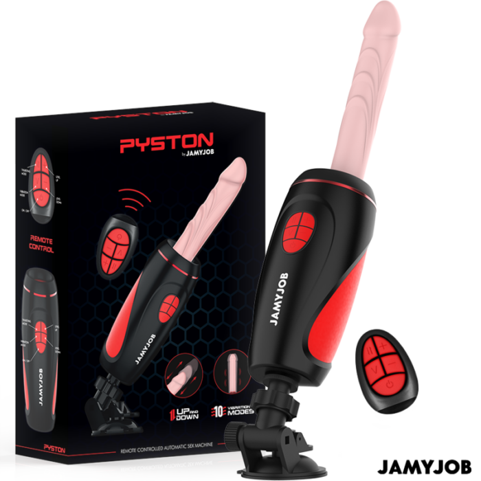 JAMYJOB - PYSTON BASE MASTURBADOR AUTOMÁTICO CON DILDO CONTROL REMOTO - CandyHot - Foto 1