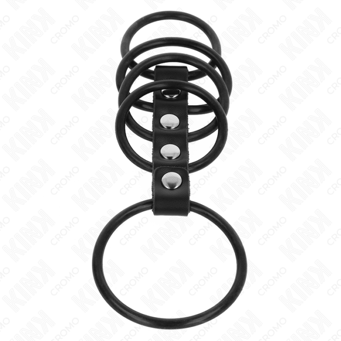 KINK - 5 ANILLOS PENE SILICONA 3.8 CM A 4.8 CM CONECTADOS POR CUERO - CandyHot - Foto 4