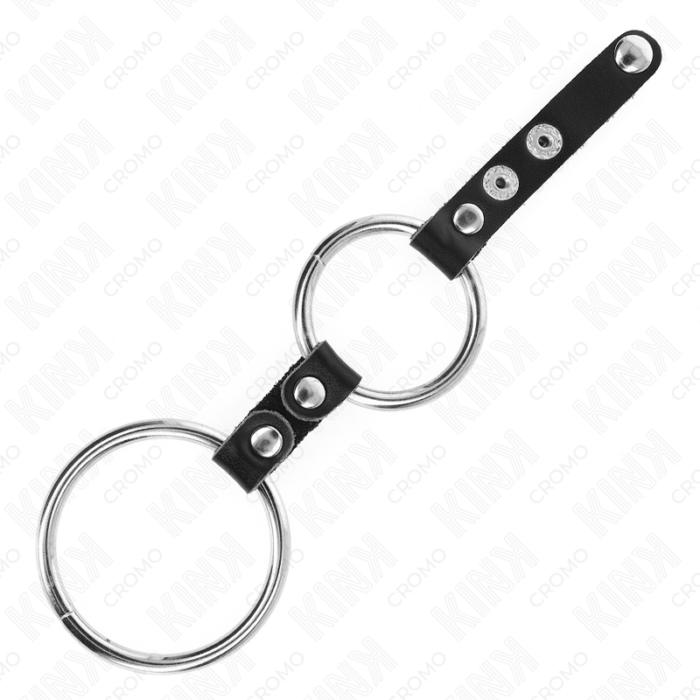 KINK - ANILLO PENE DOBLE 3.8 CM A 5 CM CONECTADOS POR CUERO - CandyHot - Foto 3