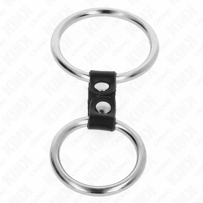 KINK - ANILLO PENE DOBLE METAL 3.7 CM A 5 CM CONECTADOS POR CORREA POLIPIEL MODELO 2 - CandyHot - Foto 3
