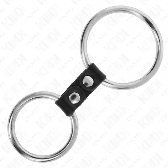 KINK - ANILLO PENE DOBLE METAL 3.7 CM A 5 CM CONECTADOS POR CORREA POLIPIEL MODELO 2 - CandyHot - Foto 4